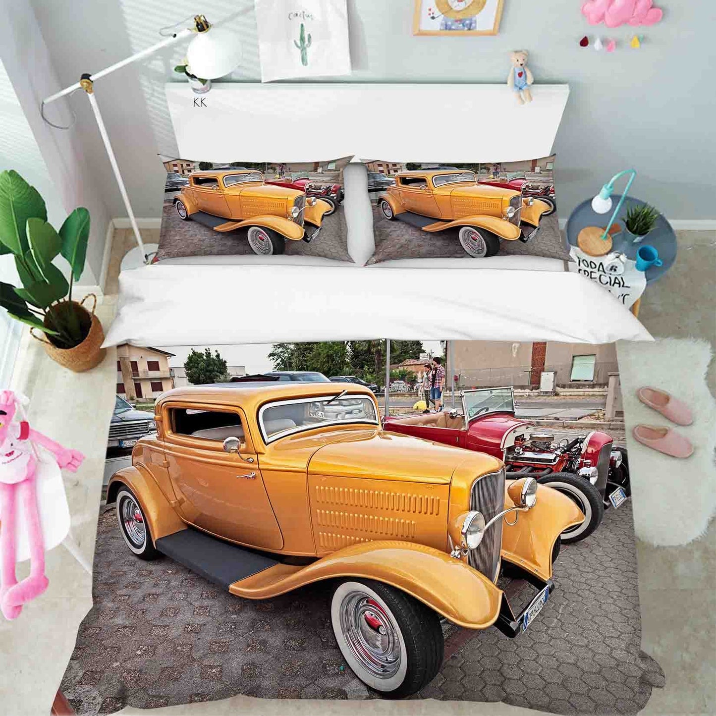 3D Automobile House Tree Person Quilt Cover Set Bedding Set Duvet Cover Pillowcase 373
