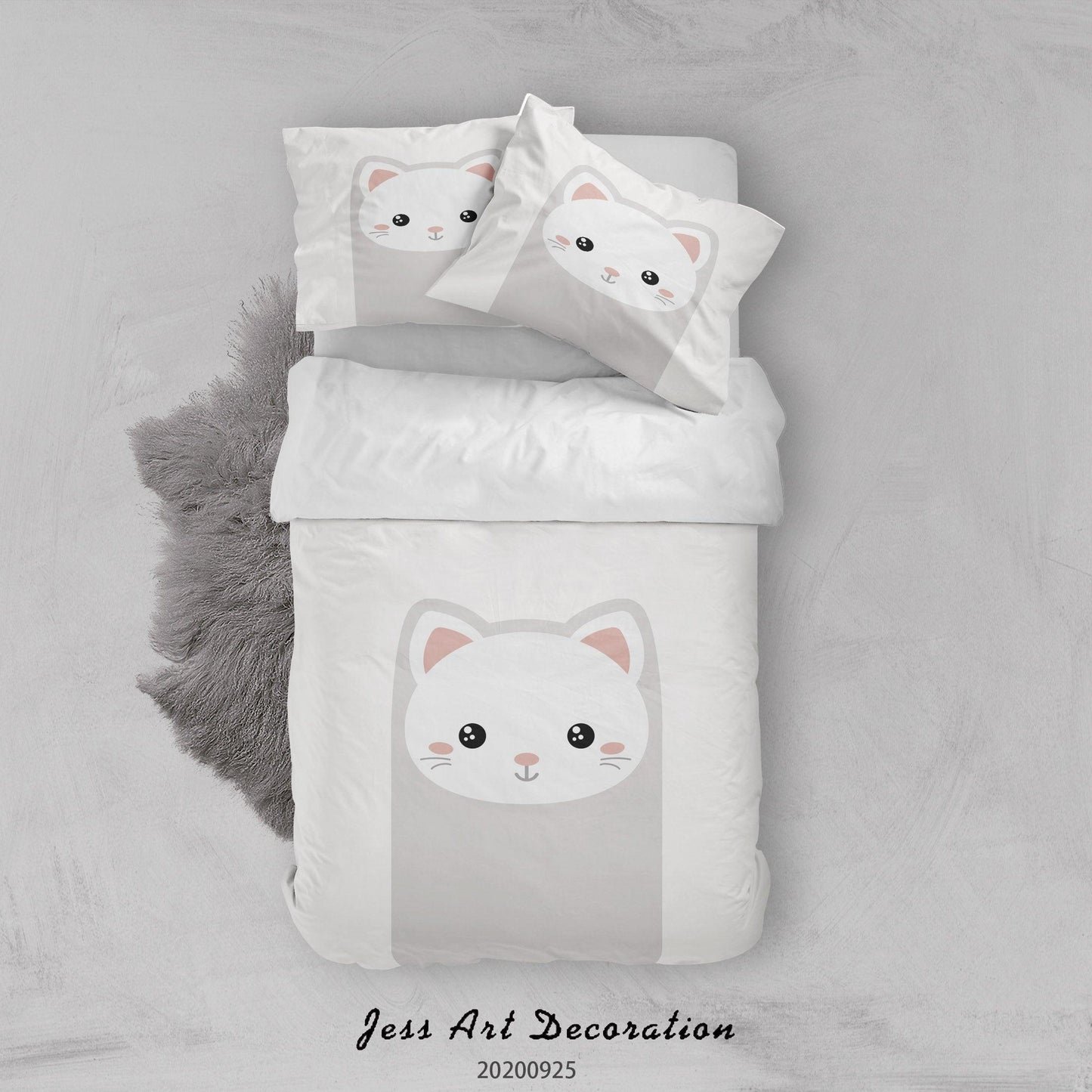 3D Cartoon Animal Cat Pattern Quilt Cover Set Bedding Set Duvet Cover Pillowcases WJ 6474