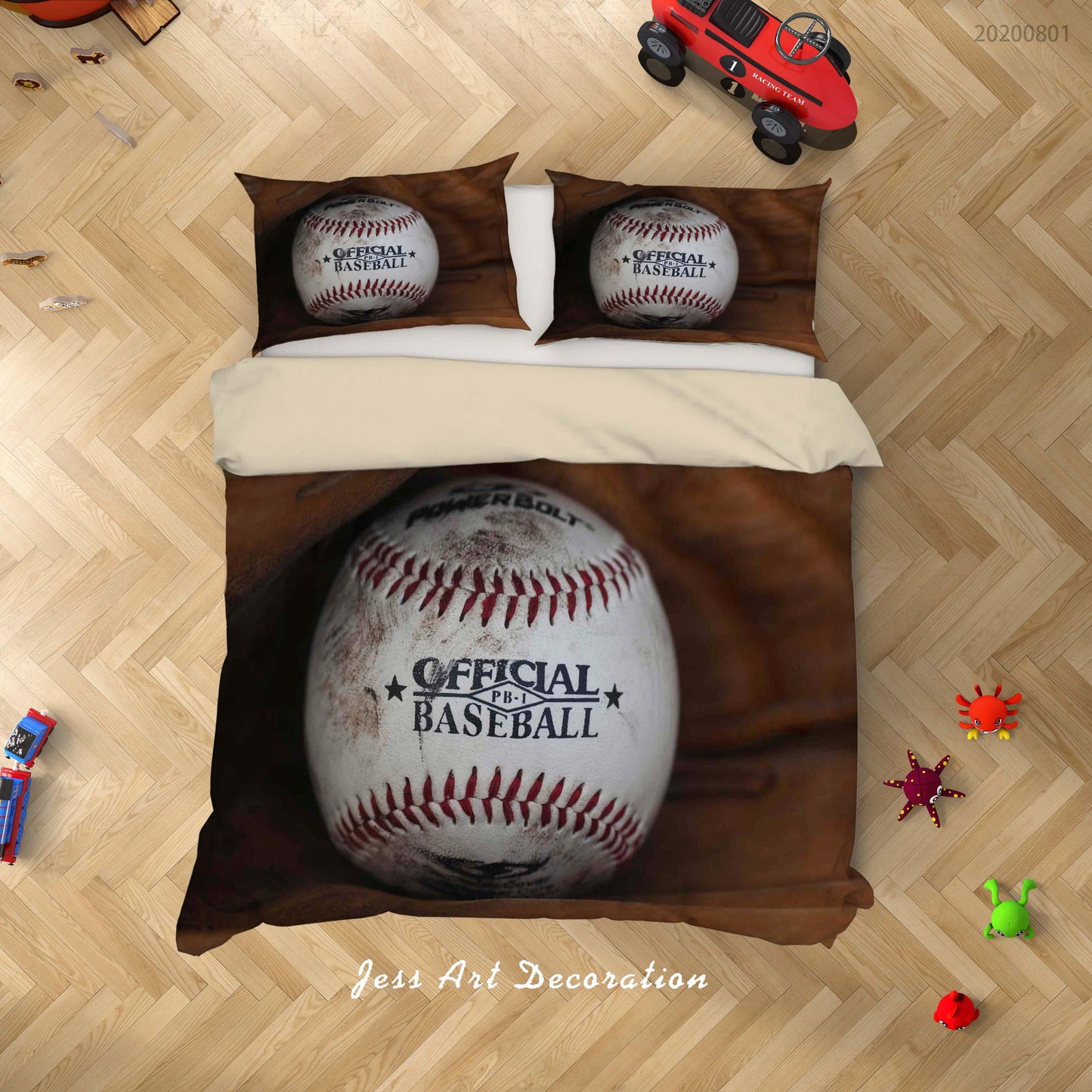 3D Brown Beaseball Quilt Cover Set Bedding Set Duvet Cover Pillowcases LXL 202
