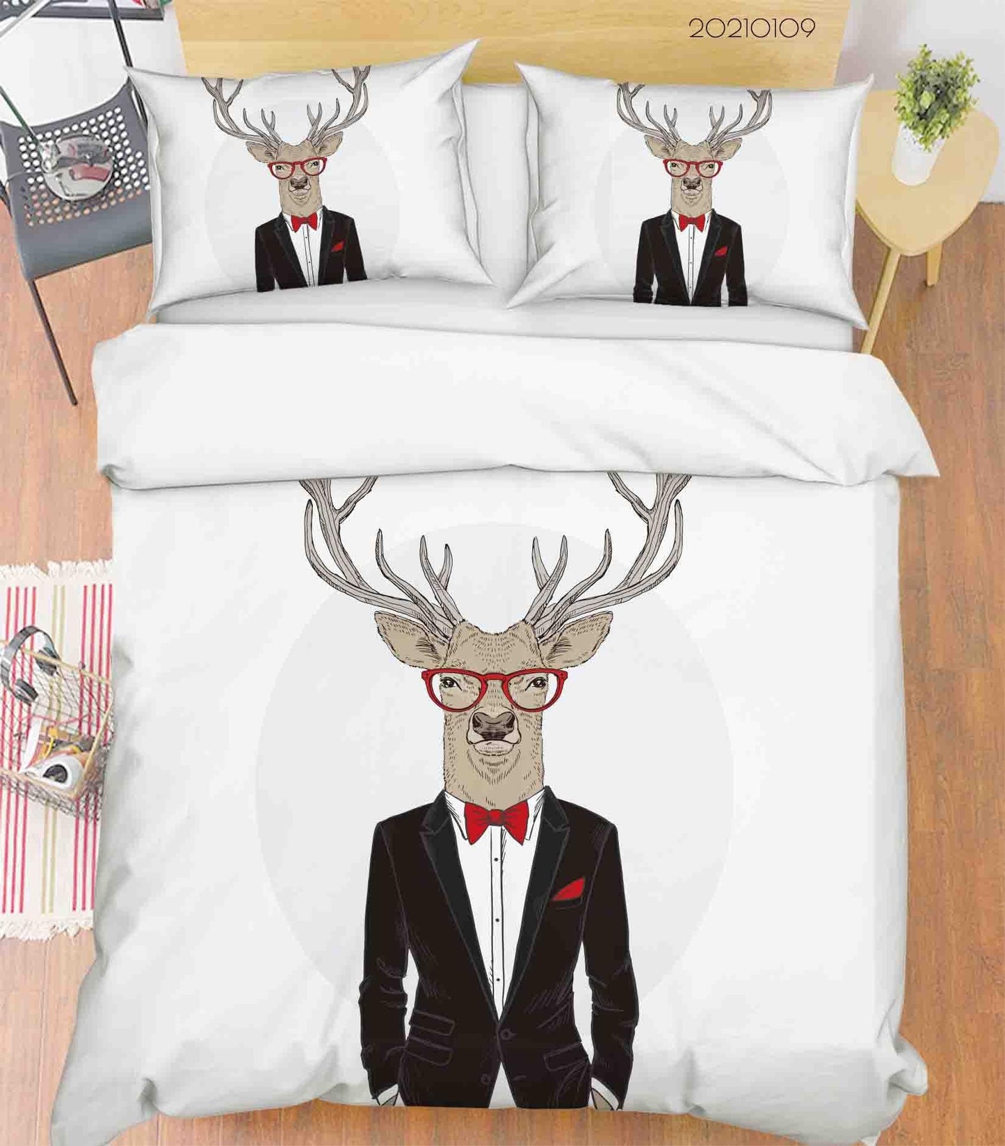 3D Cartoon Animal Mr. Deer Quilt Cover Set Bedding Set Duvet Cover Pillowcases 69 LQH