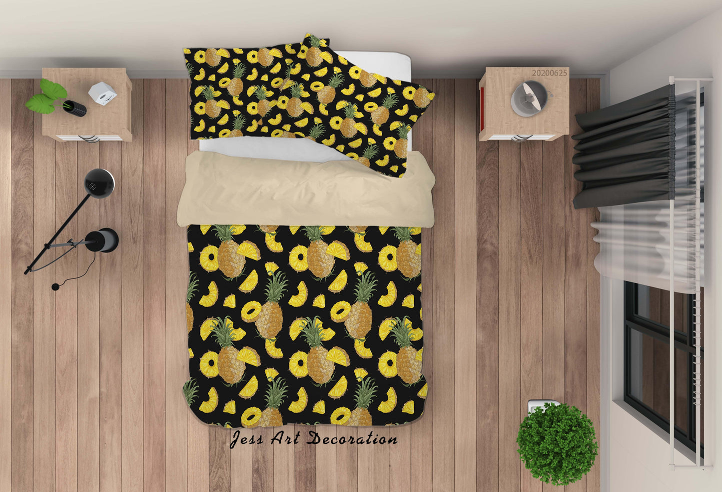 3D Black Pineapple Quilt Cover Set Bedding Set Duvet Cover Pillowcases SF11