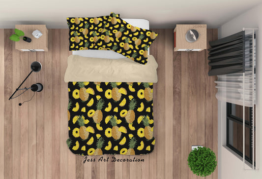 3D Black Pineapple Quilt Cover Set Bedding Set Duvet Cover Pillowcases SF11