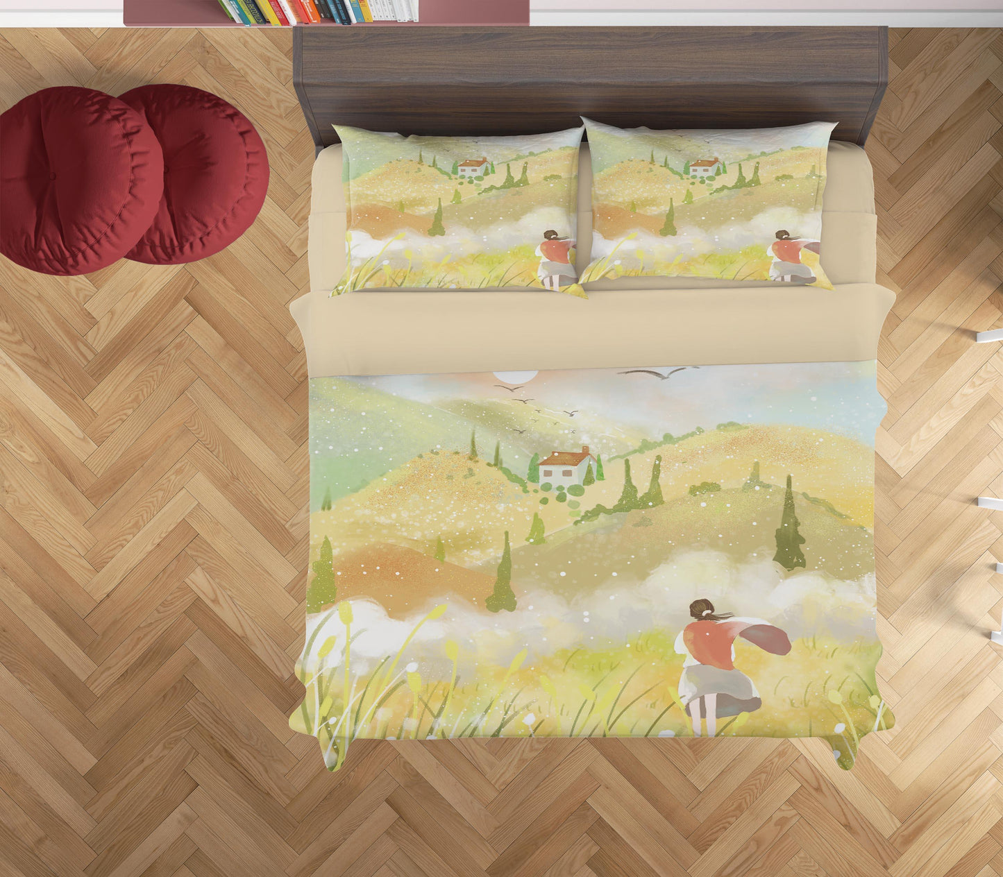 3D Cartoon Hill House Girl Quilt Cover Set Bedding Set Duvet Cover Pillowcases A578 LQH