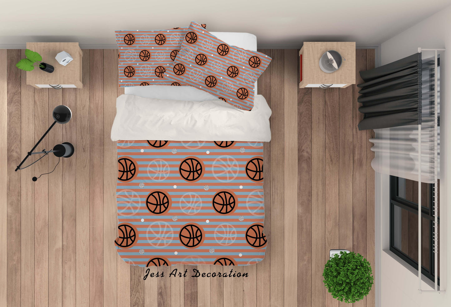 3D Basketball Pattern Quilt Cover Set Bedding Set Duvet Cover Pillowcases WJ 6855