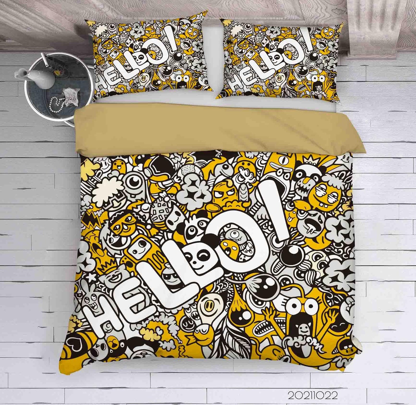 3D Abstract Yellow Monster Graffiti Quilt Cover Set Bedding Set Duvet Cover Pillowcases 39