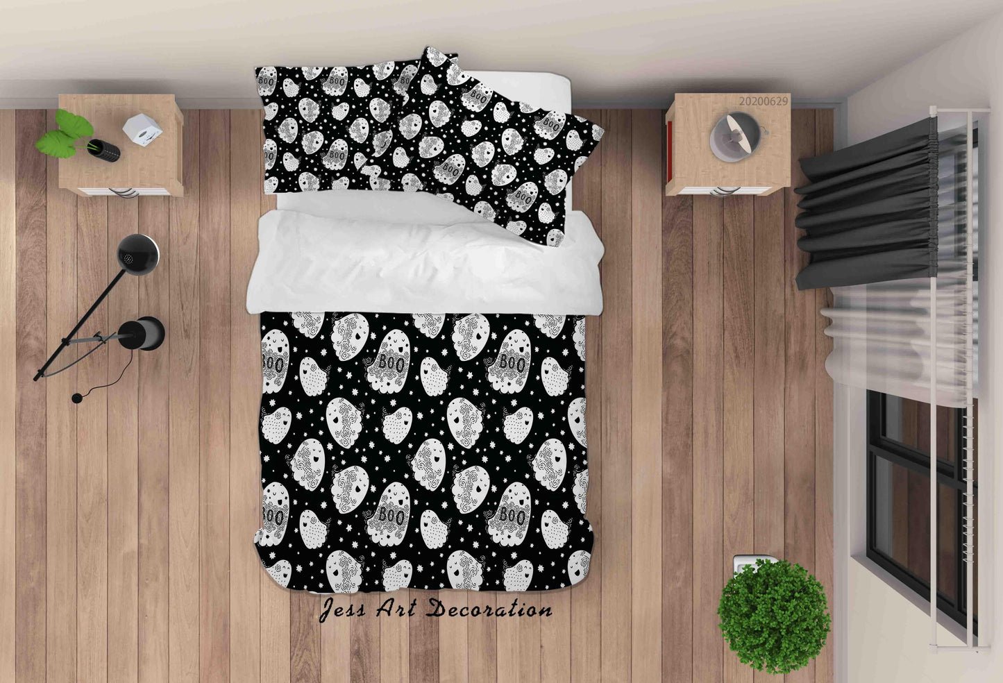 3D Black White Cartoon Halloween Quilt Cover Set Bedding Set Duvet Cover Pillowcases SF41