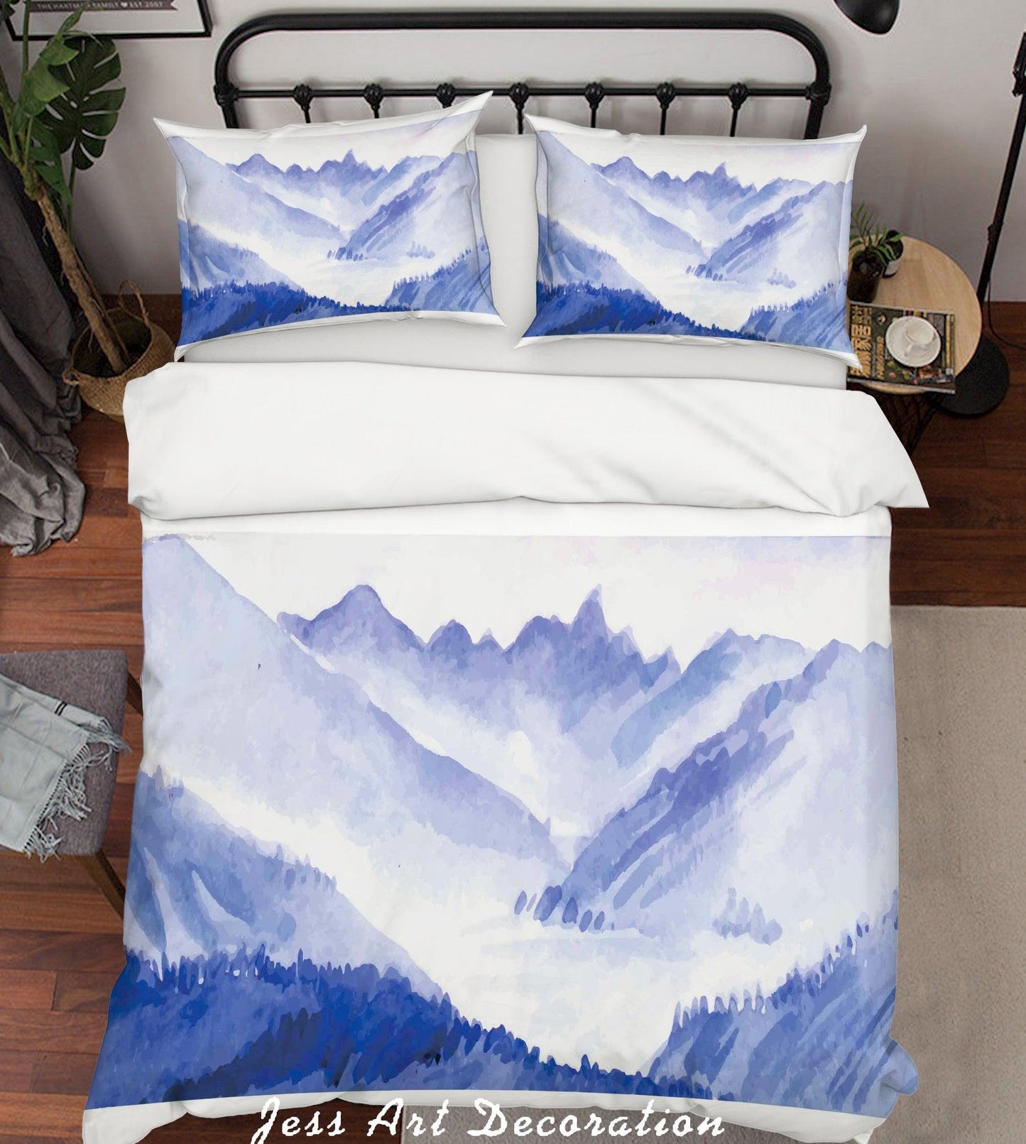 3D Cartoon Mountain Blue Quilt Cover Set Bedding Set Pillowcases 16