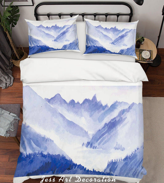 3D Cartoon Mountain Blue Quilt Cover Set Bedding Set Pillowcases 16
