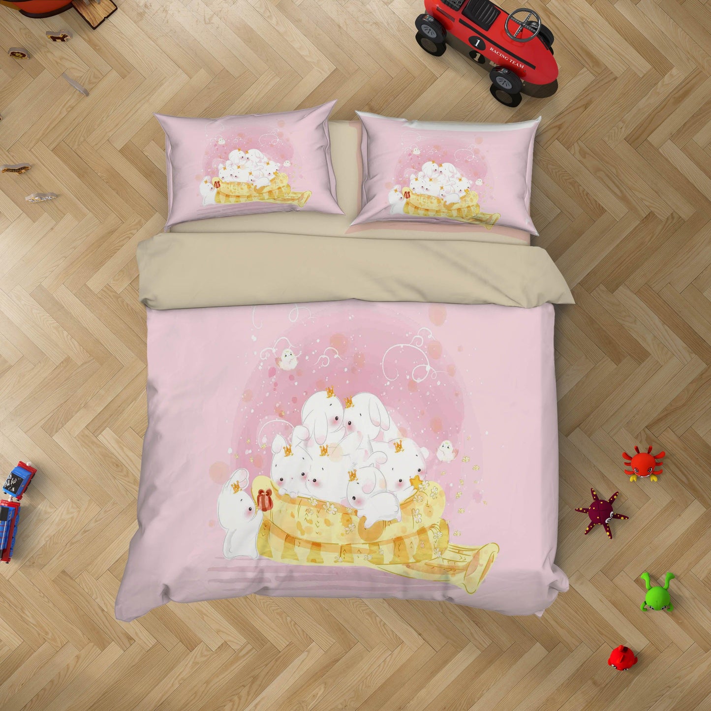 3D Cartoon Pink Rabbit Quilt Cover Set Bedding Set Duvet Cover Pillowcases A322 LQH