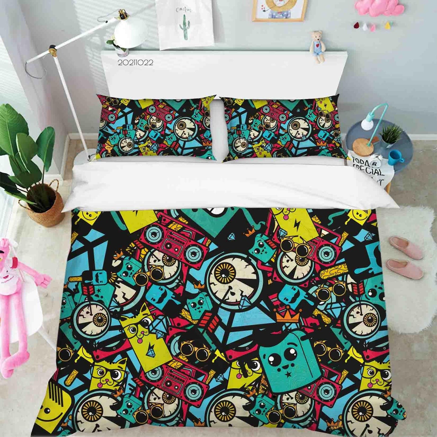 3D Cartoon Illustration Doodle Quilt Cover Set Bedding Set Duvet Cover Pillowcases 62
