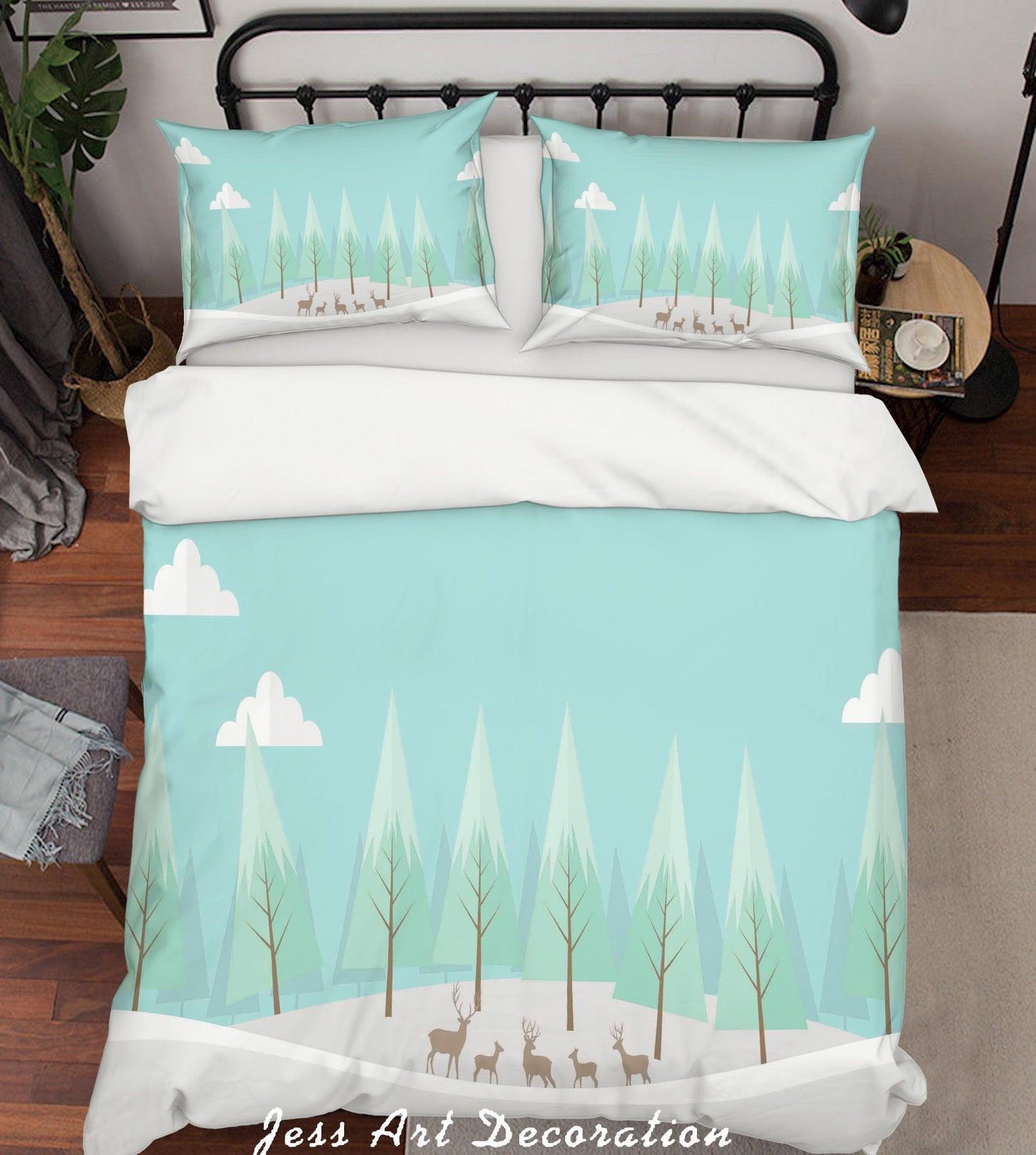 3D Cartoon Green Plants Quilt Cover Set Bedding Set Pillowcases 89