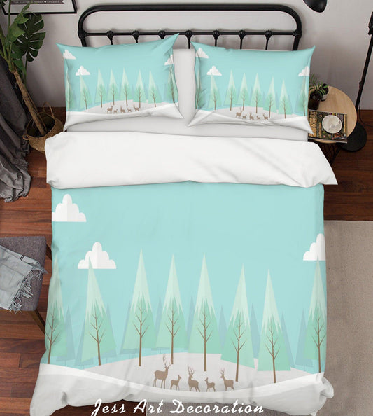 3D Cartoon Green Plants Quilt Cover Set Bedding Set Pillowcases 89
