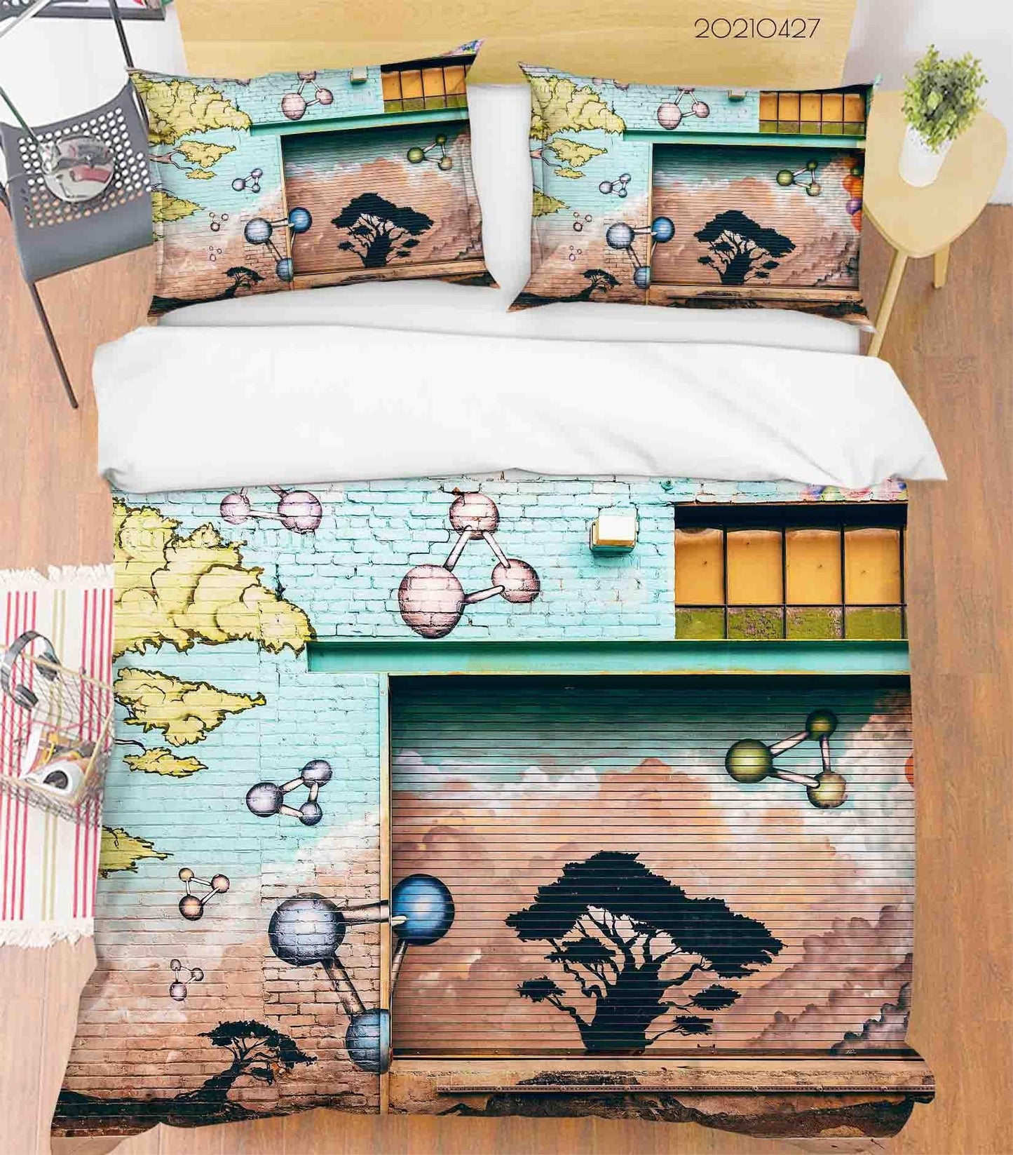 3D Abstract Colored Street Graffiti Quilt Cover Set Bedding Set Duvet Cover Pillowcases 115