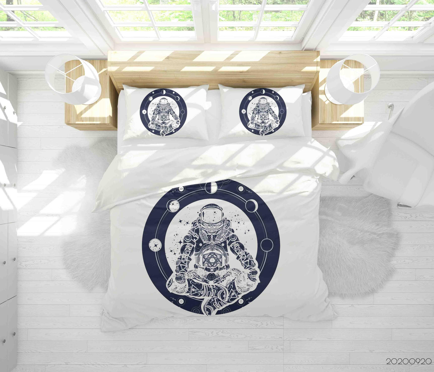 3D Astronaut Universe Planet Sign Quilt Cover Set Bedding Set Duvet Cover Pillowcases WJ 9150