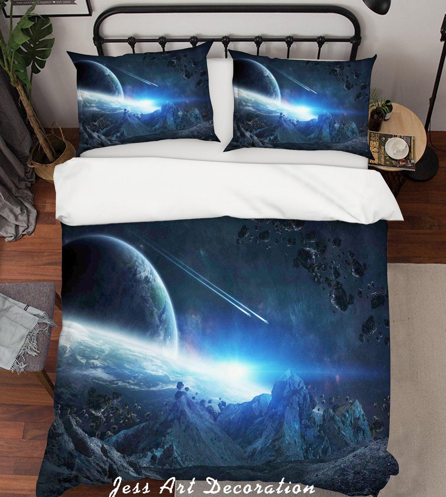 3D Blue Planet Universe Quilt Cover Set Bedding Set Pillowcases 44