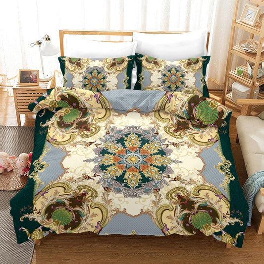 3D Blue European Floral Quilt Cover Set Bedding Set Pillowcases 95