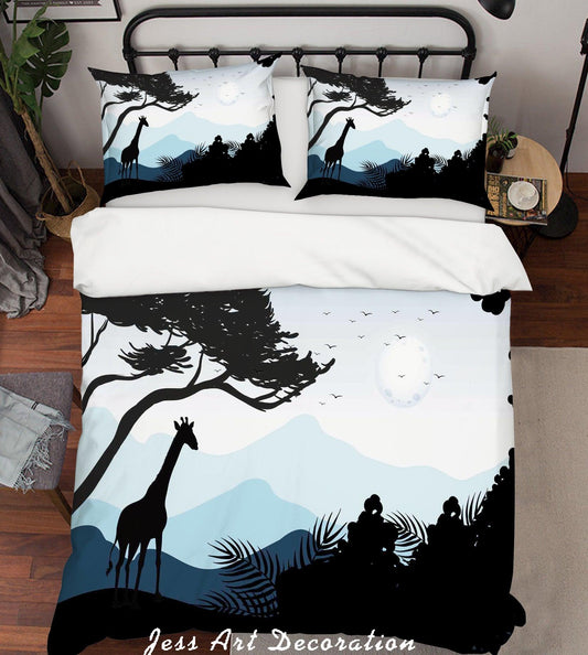 3D Cartoon Giraffe Mountain Quilt Cover Set Bedding Set Pillowcases 123