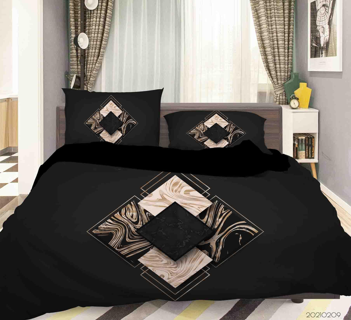 3D Abstract Black Marble Pattern Quilt Cover Set Bedding Set Duvet Cover Pillowcases 285