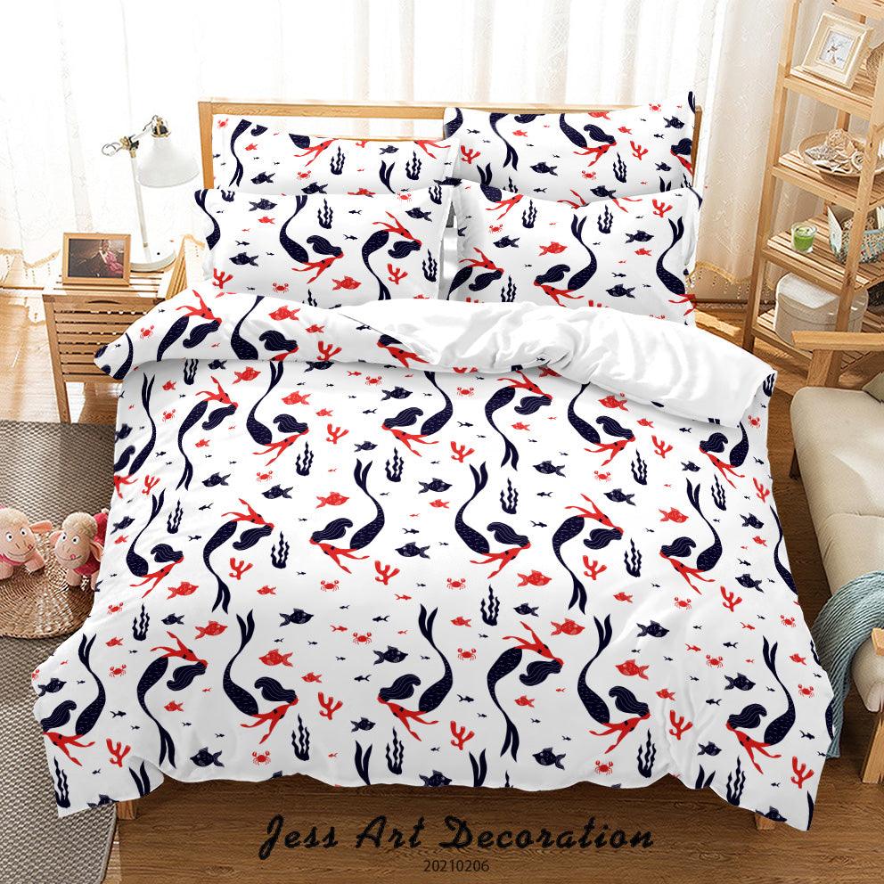 3D Cartoon Mermaid Pattern Quilt Cover Set Bedding Set Duvet Cover Pillowcases 173