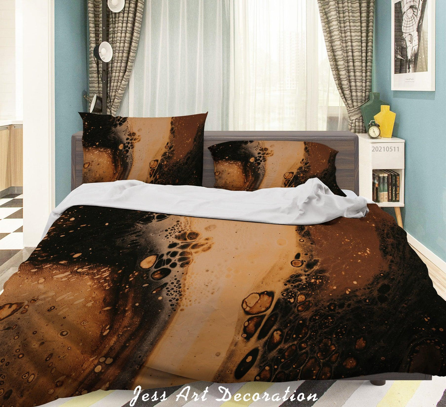 3D Abstract Brown Marble Texture Quilt Cover Set Bedding Set Duvet Cover Pillowcases 604
