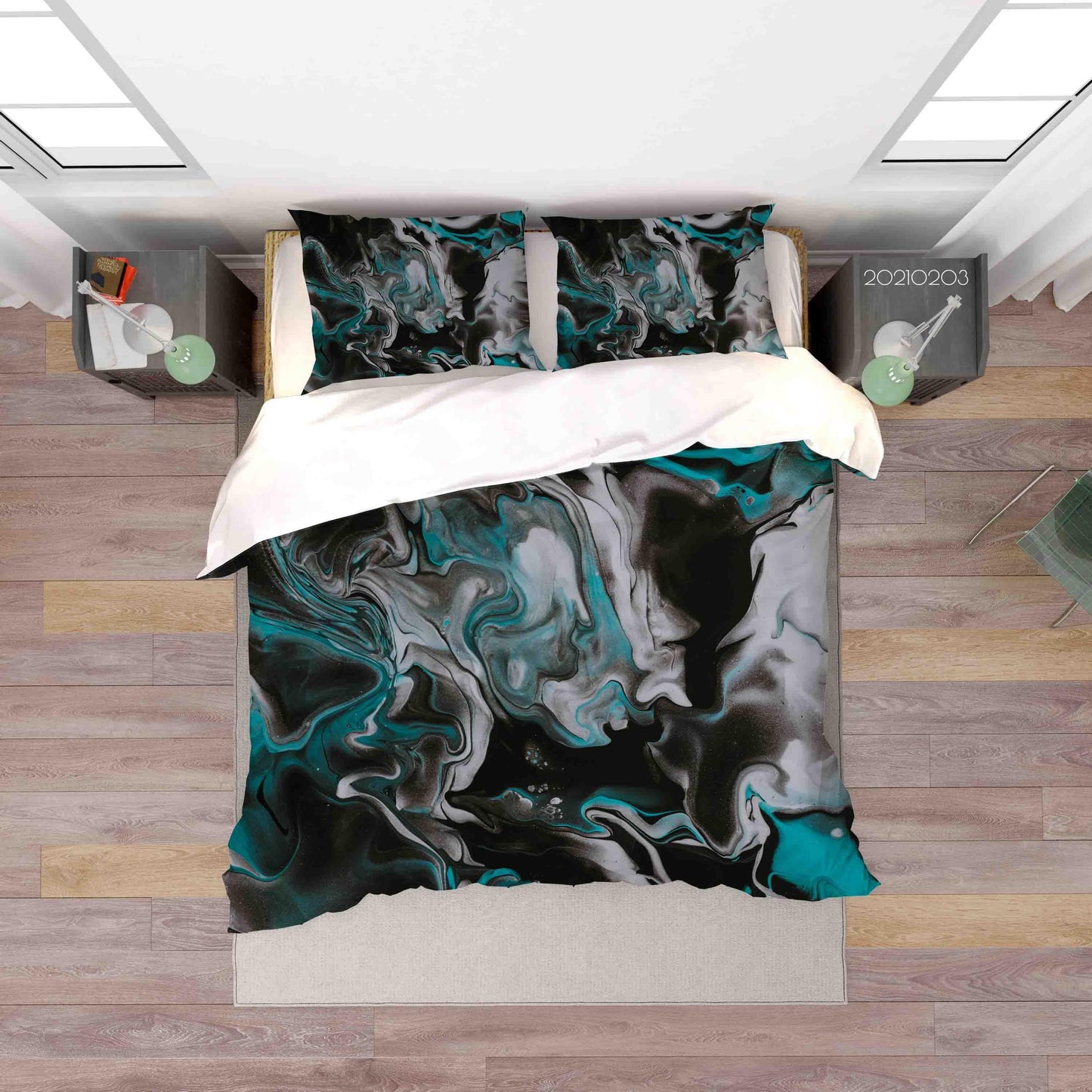 3D Abstract Green Marble Texture Quilt Cover Set Bedding Set Duvet Cover Pillowcases 72