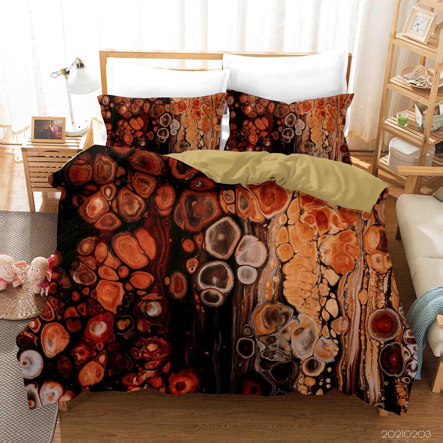 3D Abstract Orange Marble Texture Quilt Cover Set Bedding Set Duvet Cover Pillowcases 86