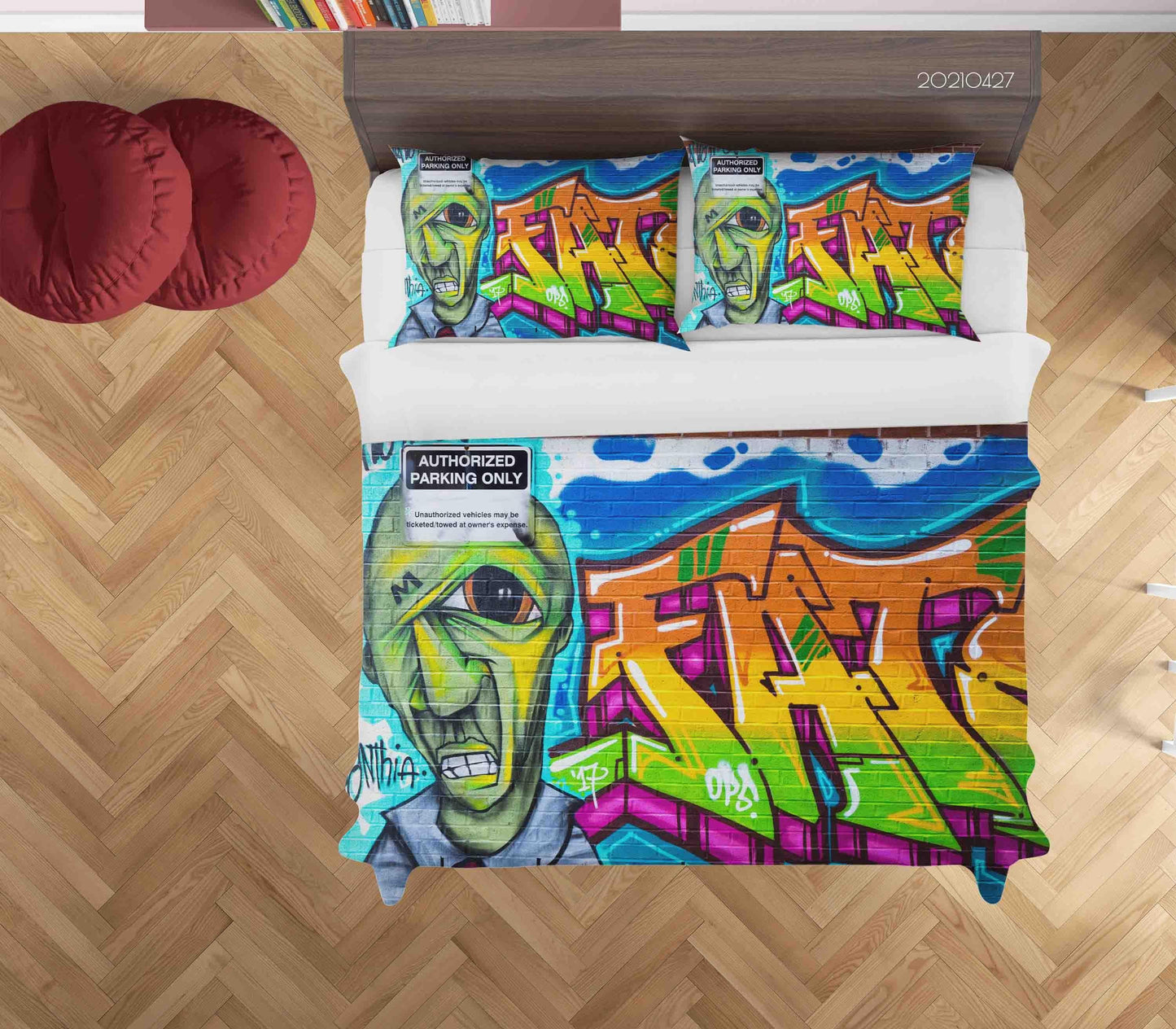 3D Abstract Colored Street Graffiti Quilt Cover Set Bedding Set Duvet Cover Pillowcases 113