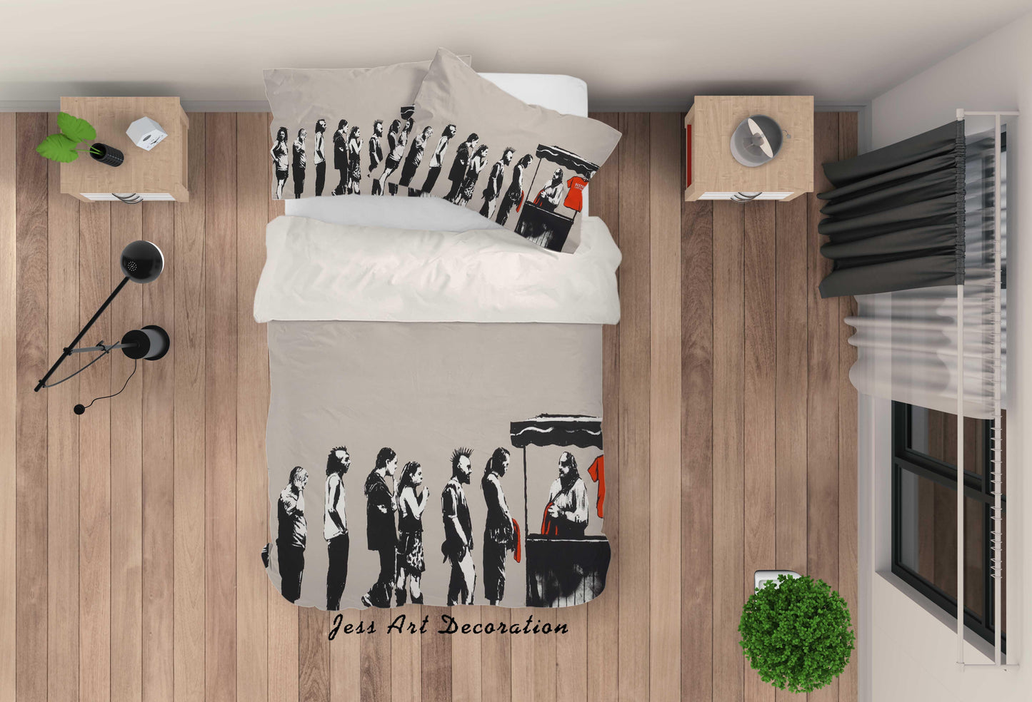 3D Banksy Festival Figure Shopping Quilt Cover Set Bedding Set Pillowcasesn  ZY D20