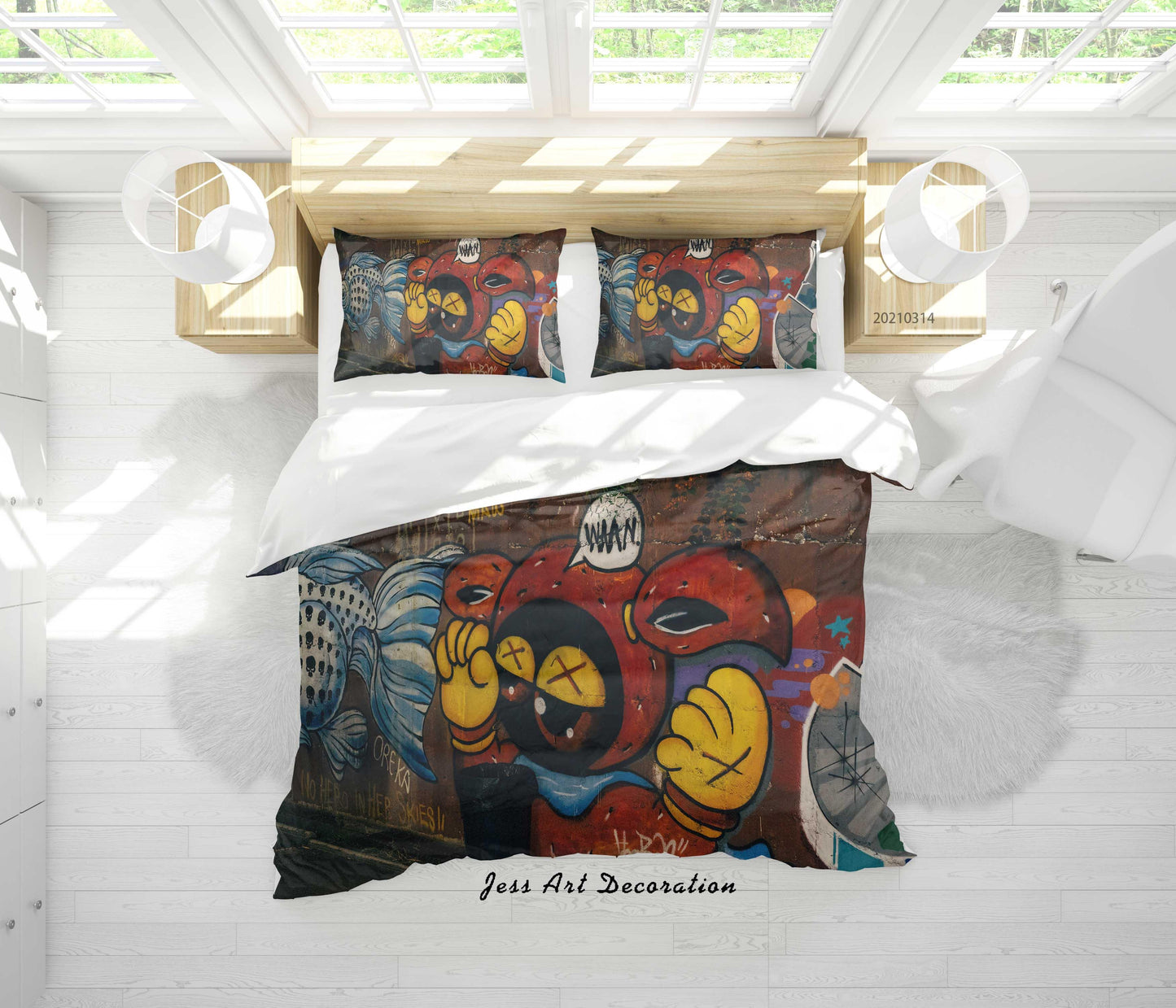 3D Abstract Colored Graffiti Monster Quilt Cover Set Bedding Set Duvet Cover Pillowcases 169