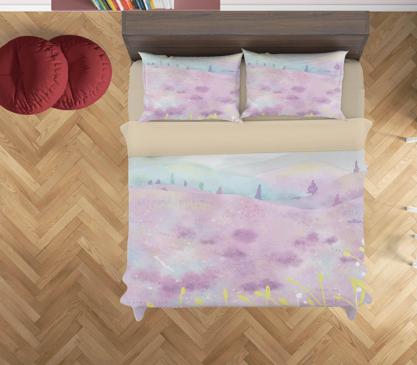 3D Cartoon Purple Hillside Tree Quilt Cover Set Bedding Set Duvet Cover Pillowcases A551 LQH