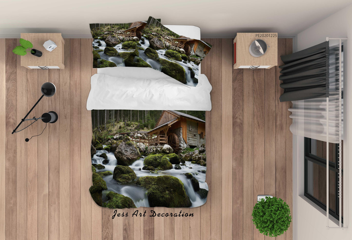 3D Cabin River Stone Landscape Quilt Cover Set Bedding Set Duvet Cover Pillowcases 9