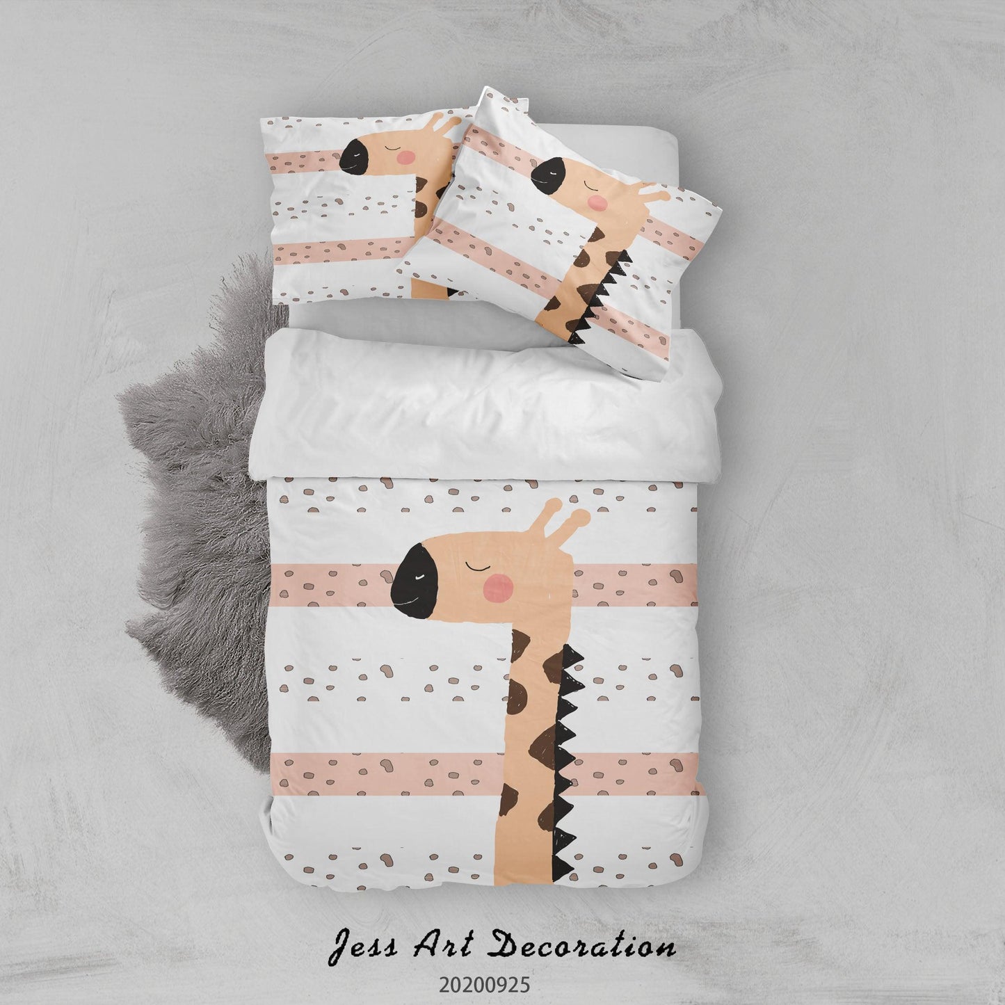 3D Cartoon Animal Giraffe Pattern Quilt Cover Set Bedding Set Duvet Cover Pillowcases WJ 6491