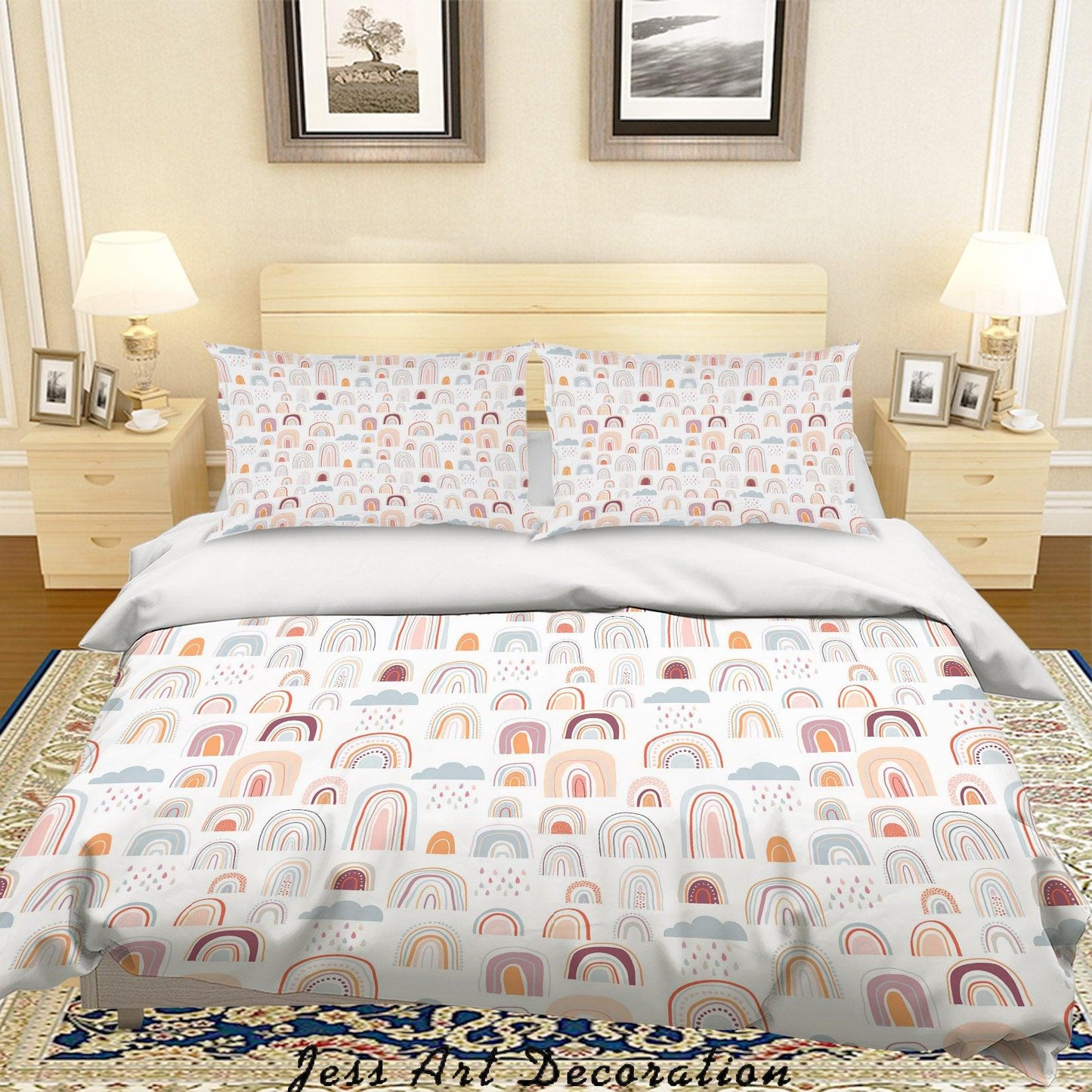 3D Cartoon Door Cloud Rain Quilt Cover Set Bedding Set Duvet Cover Pillowcases A323 LQH