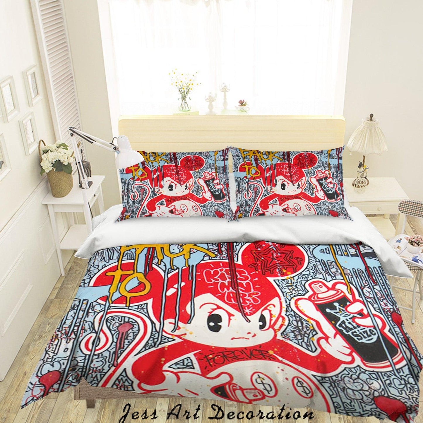 3D Cartoon Colorful Red Mouse Animal Quilt Cover Set Bedding Set Duvet Cover Pillowcases LXL