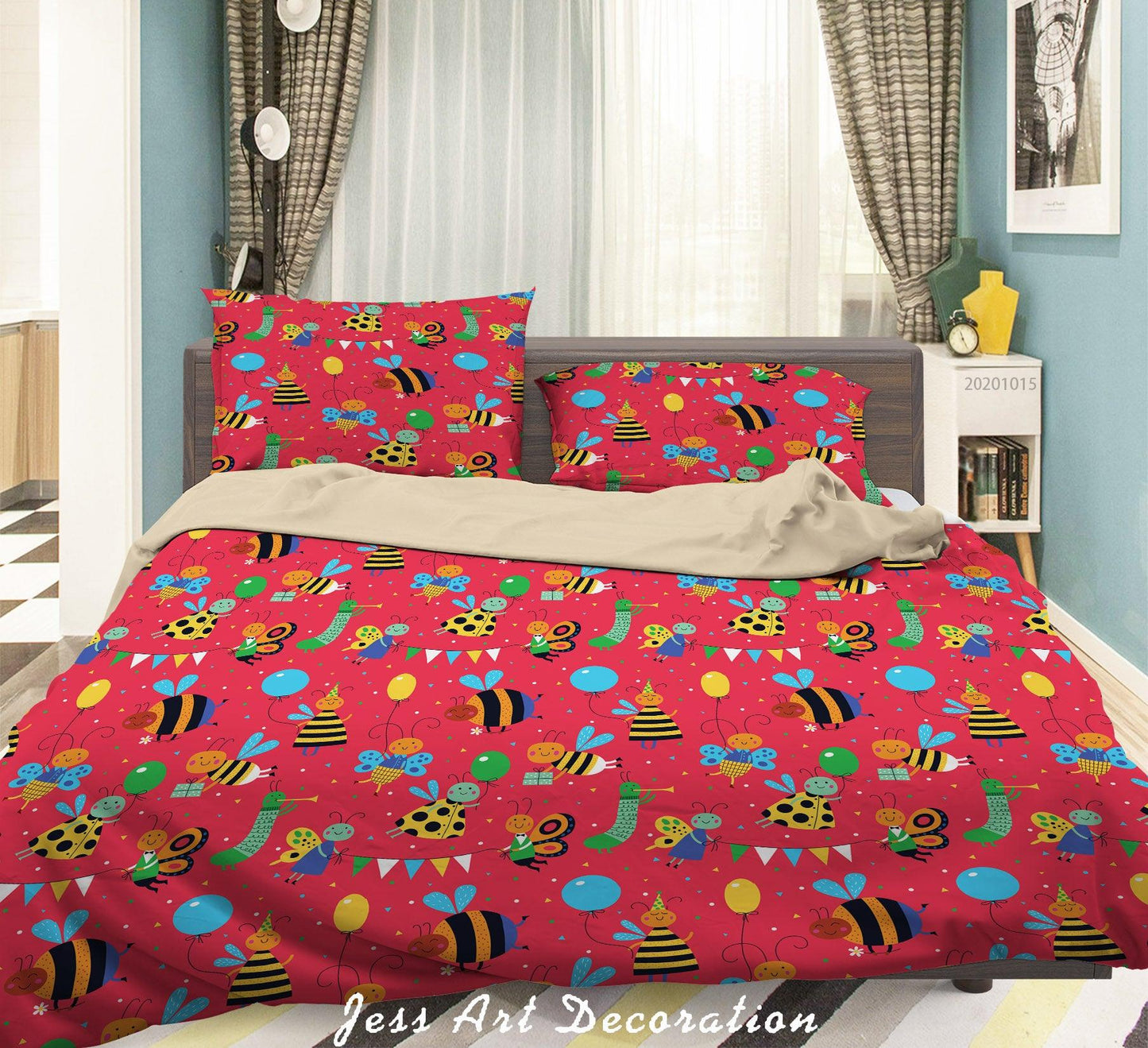 3D Cartoon Animal Bees Pattern Quilt Cover Set Bedding Set Duvet Cover Pillowcases WJ 9662