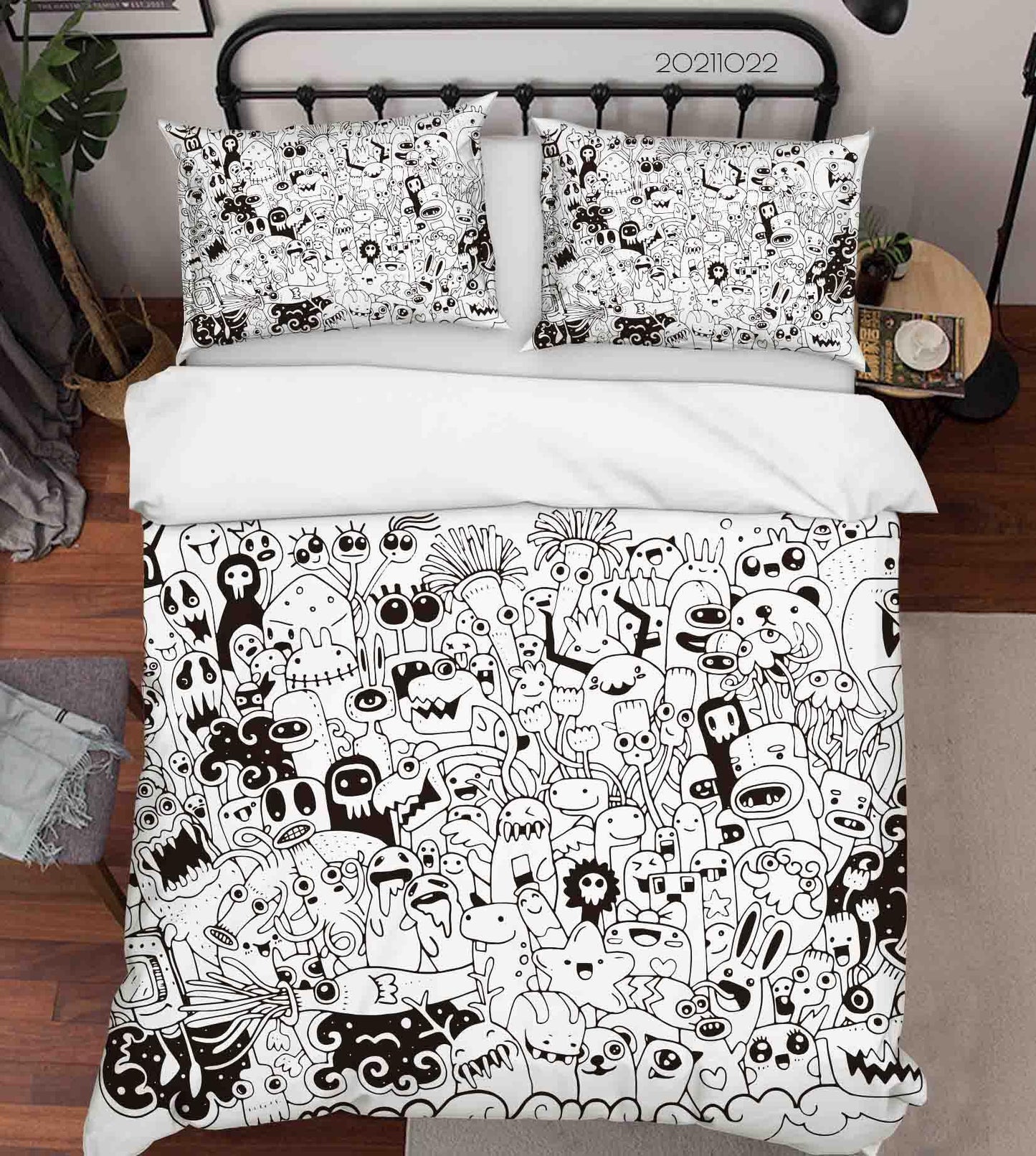 3D Abstract Gray Monster Graffiti Quilt Cover Set Bedding Set Duvet Cover Pillowcases 49
