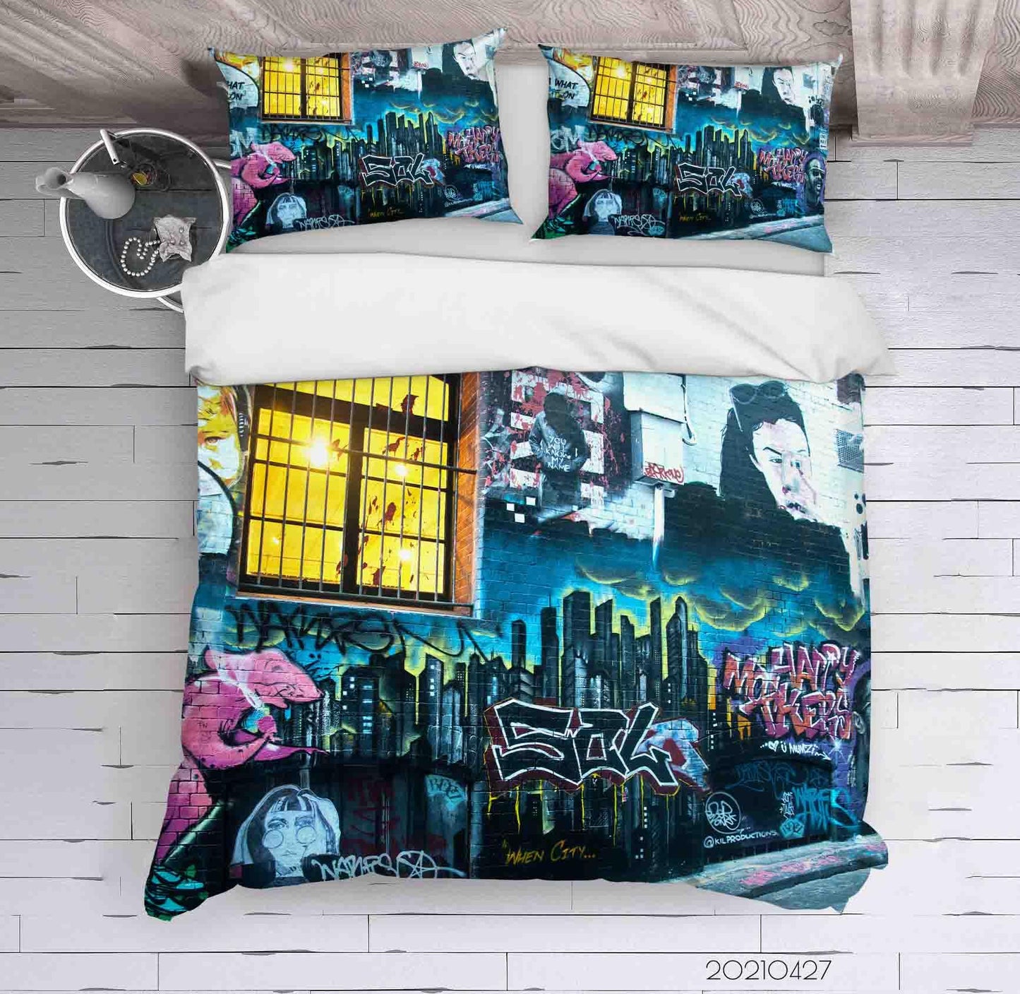 3D Abstract Street Colored Graffiti Quilt Cover Set Bedding Set Duvet Cover Pillowcases 101