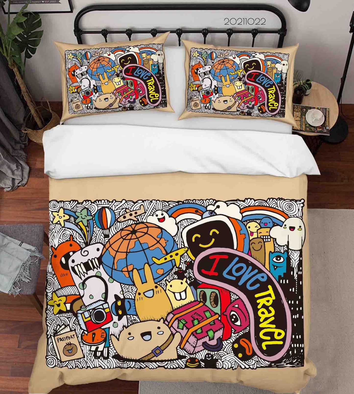 3D Cartoon Color Monster Graffiti Quilt Cover Set Bedding Set Duvet Cover Pillowcases 44