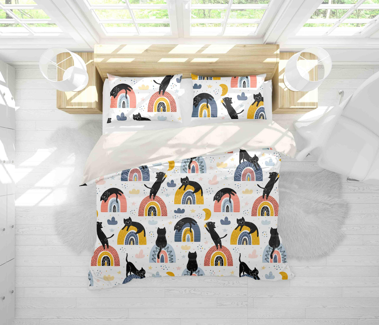 3D Black Cat Quilt Cover Set Bedding Set Pillowcases 144