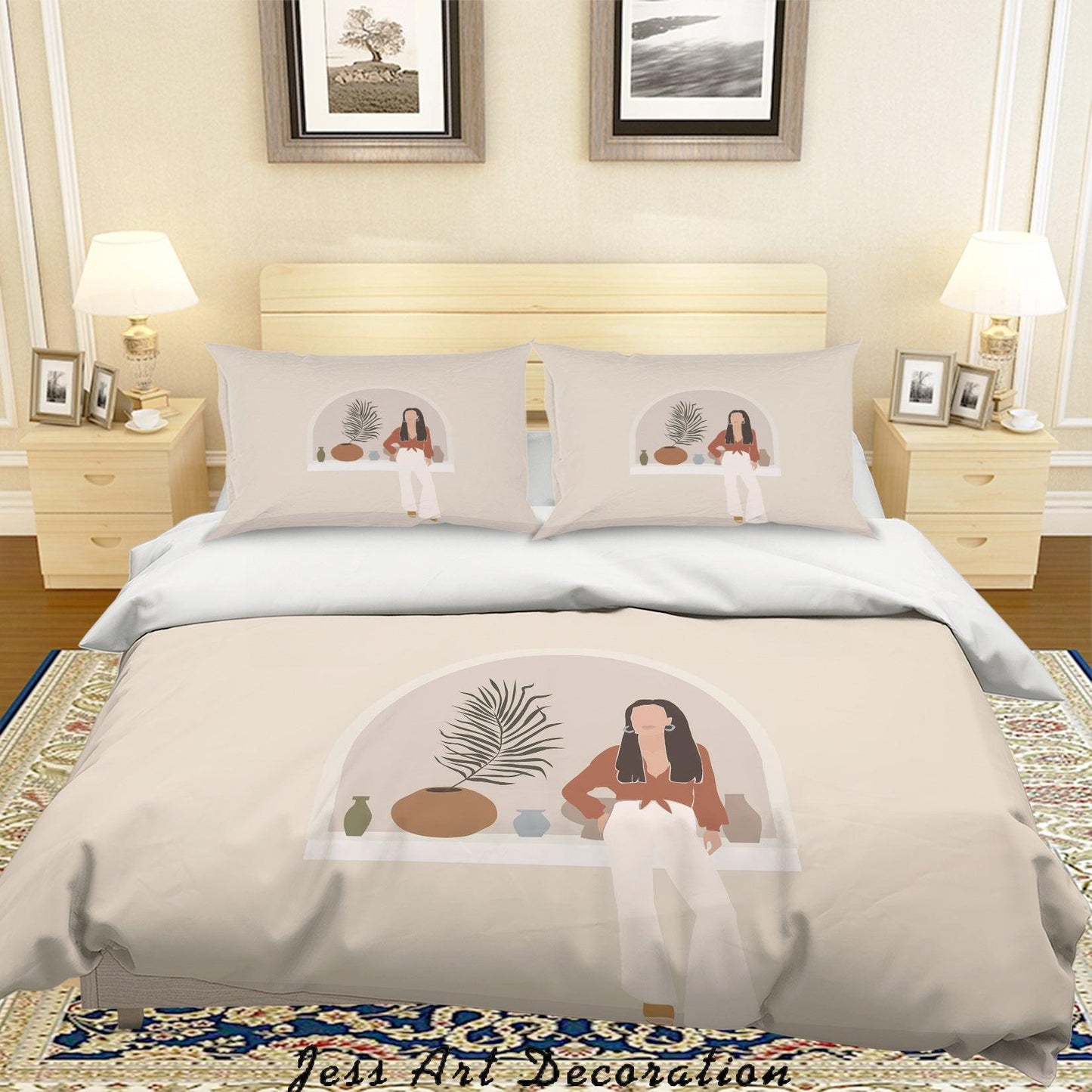 3D Beauty Woman Vase Plants Porcelain Quilt Cover Set Bedding Set Duvet Cover Pillowcases SF24
