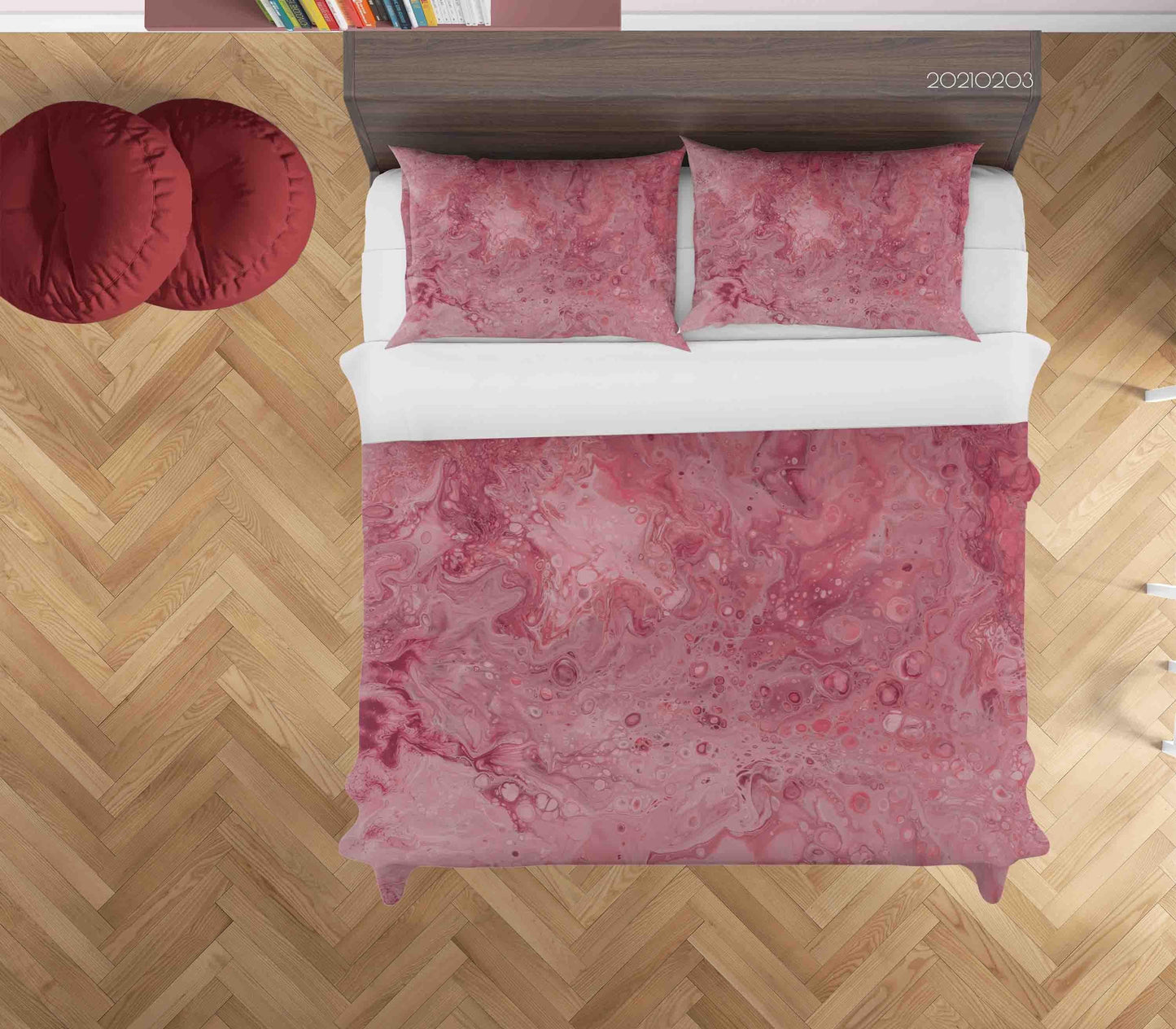 3D Abstract Red Marble Texture Quilt Cover Set Bedding Set Duvet Cover Pillowcases 100