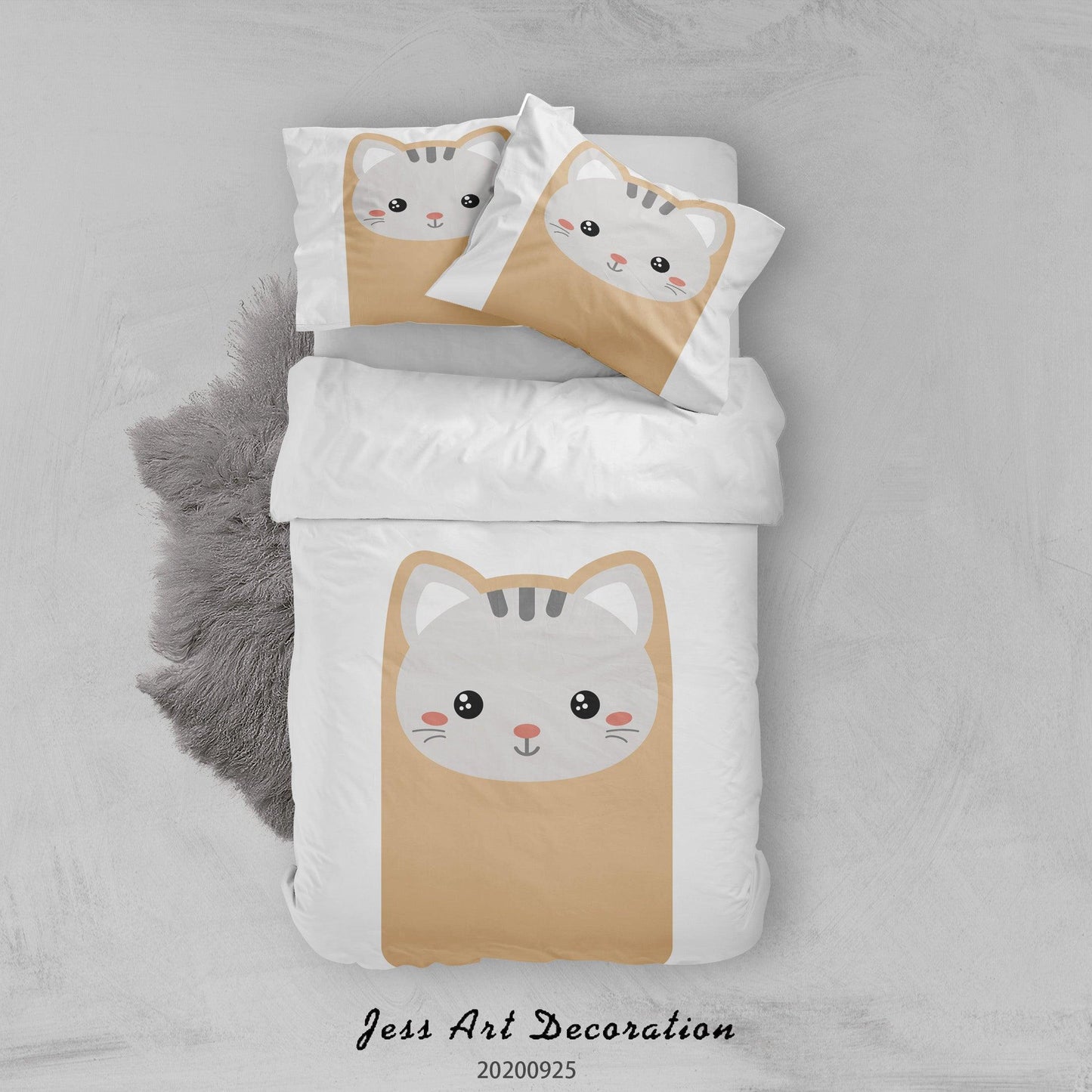 3D Cartoon Animal Cat Pattern Quilt Cover Set Bedding Set Duvet Cover Pillowcases WJ 6477