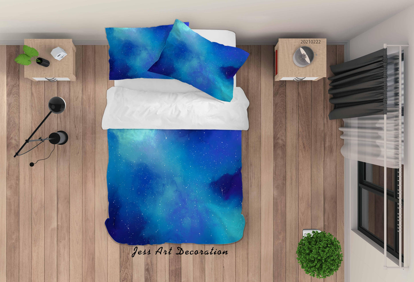 3D Blue Starry Sky Quilt Cover Set Bedding Set Duvet Cover Pillowcases 163