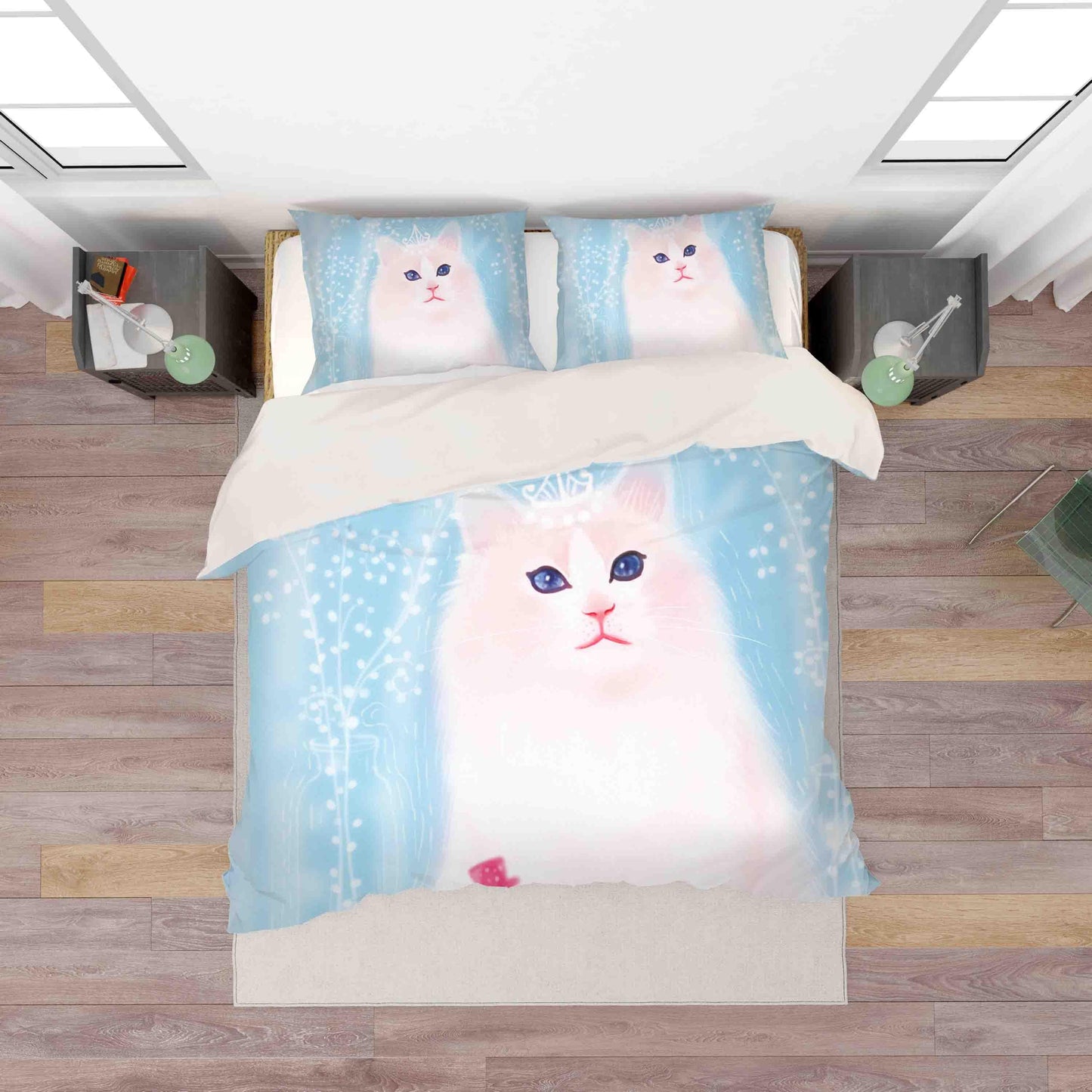 3D Blue Cat Quilt Cover Set Bedding Set Pillowcases 82
