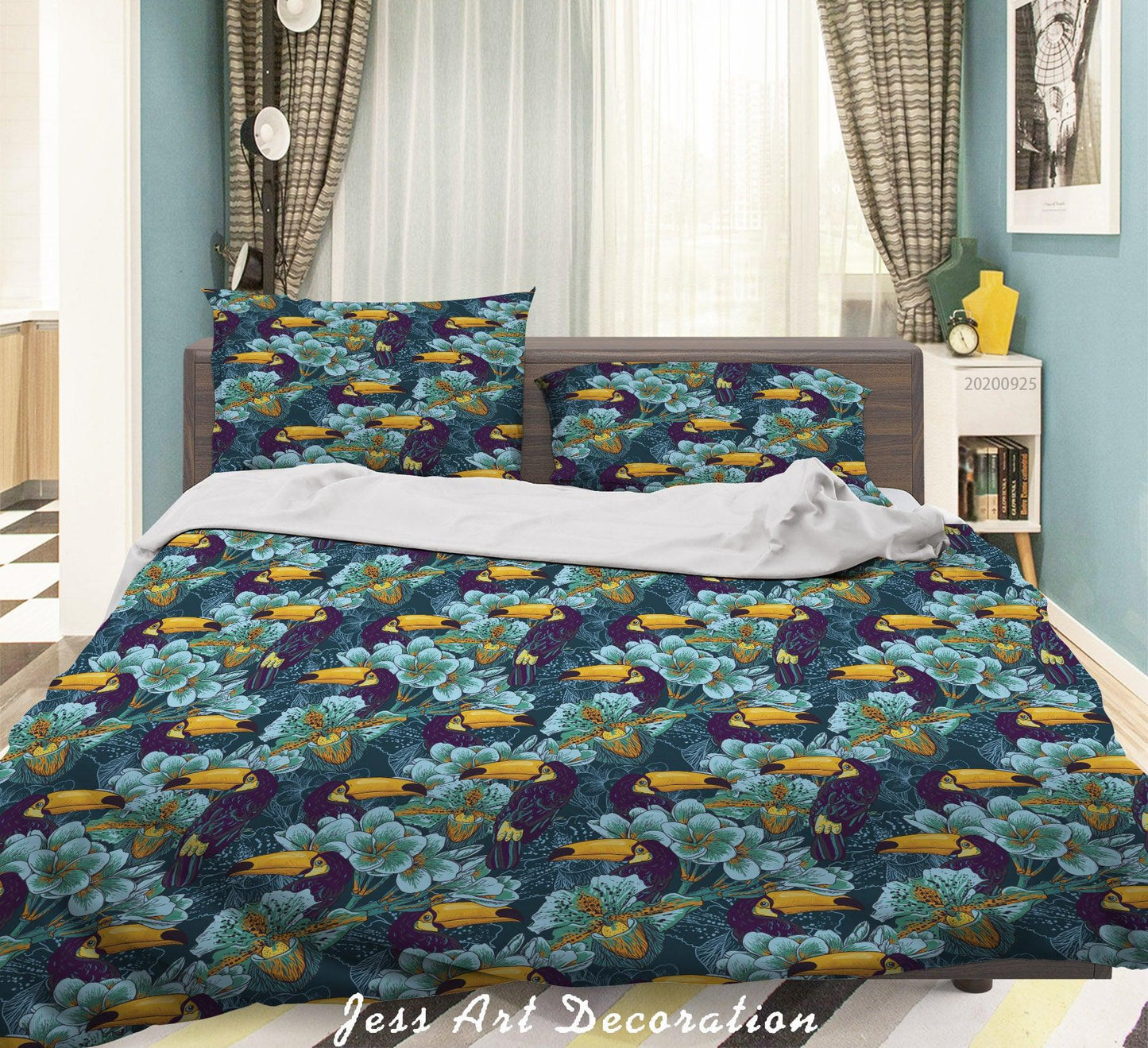 3D Cartoon Animal Floral Bird Pattern Quilt Cover Set Bedding Set Duvet Cover Pillowcases WJ 6417
