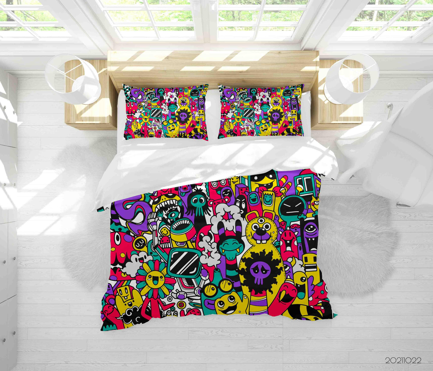3D Abstract Color Monster Graffiti Quilt Cover Set Bedding Set Duvet Cover Pillowcases 21