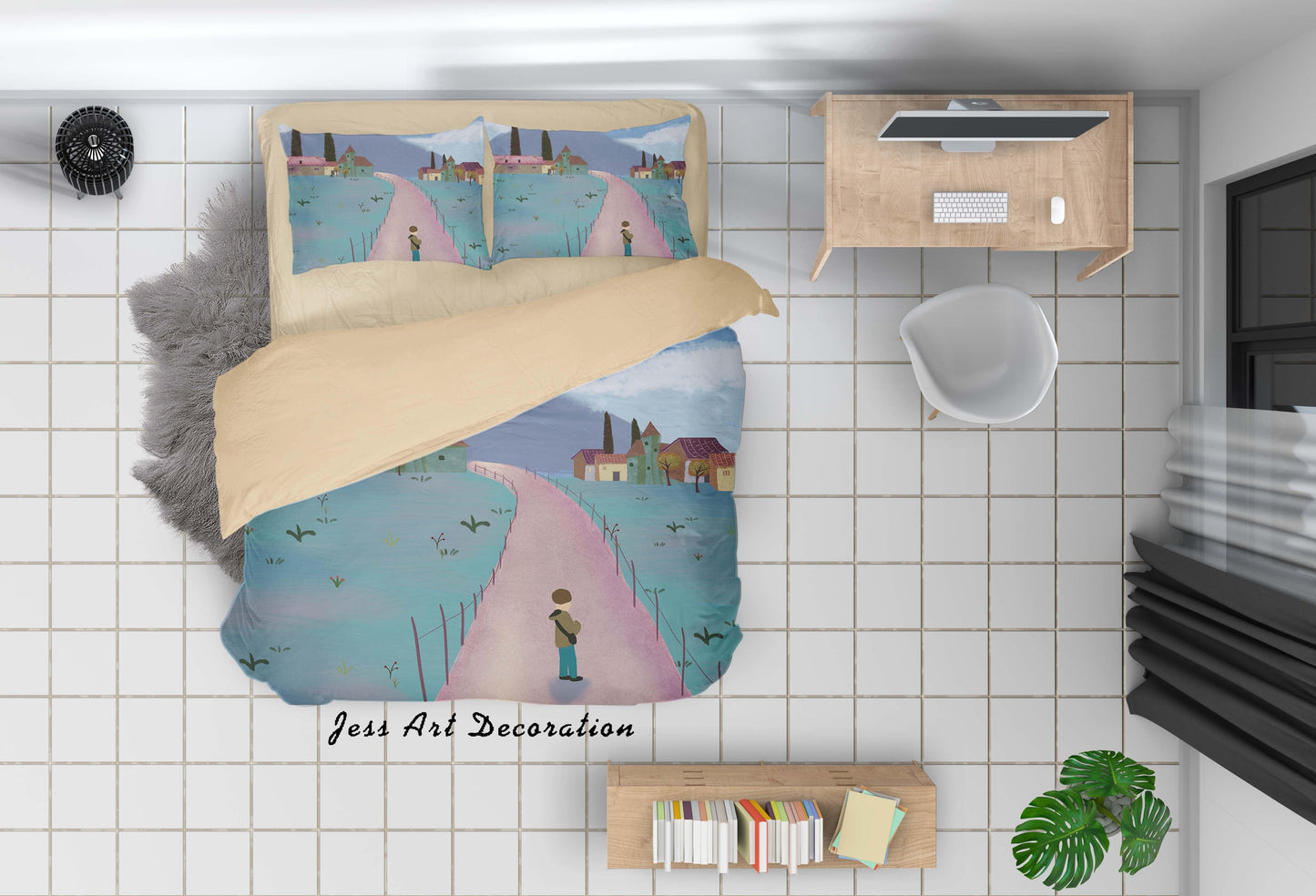 3D Blue Sky House Lawn Painting Quilt Cover Set Bedding Set Duvet Cover Pillowcases A431 LQH