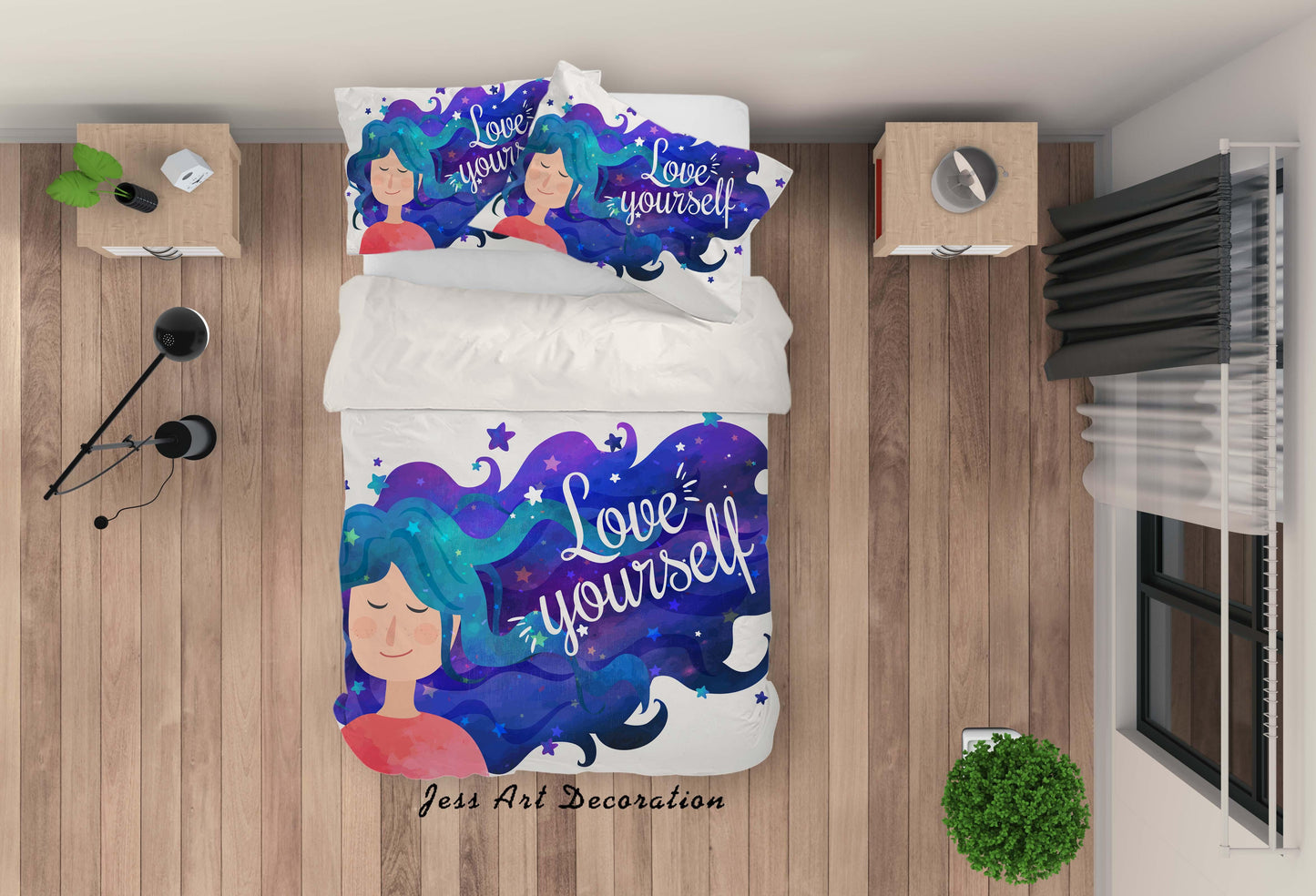 3D Blue Girl Beauty Quilt Cover Set Bedding Set Pillowcases 84