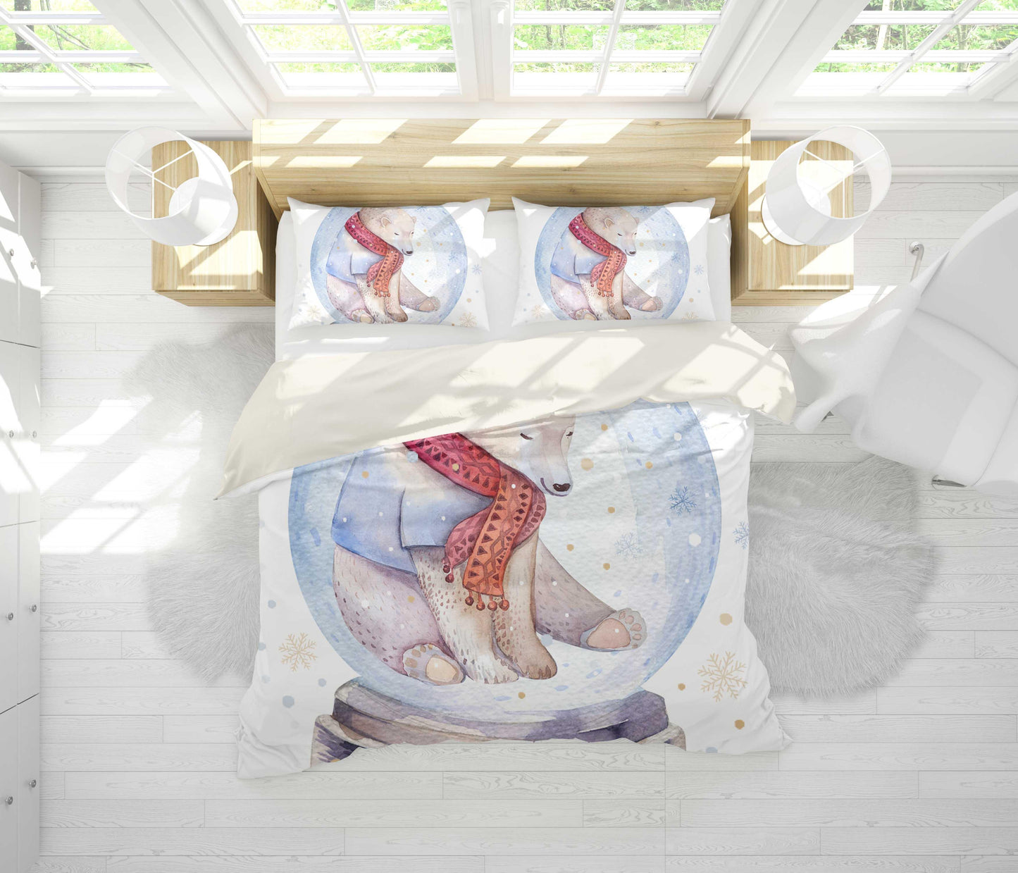 3D Blue Crystal Ball Bear Quilt Cover Set Bedding Set Pillowcases 41