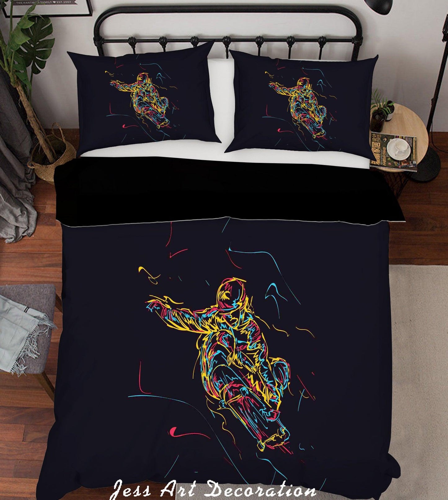3D Black Skateboarder Skateboard Quilt Cover Set Bedding Set Pillowcases 27